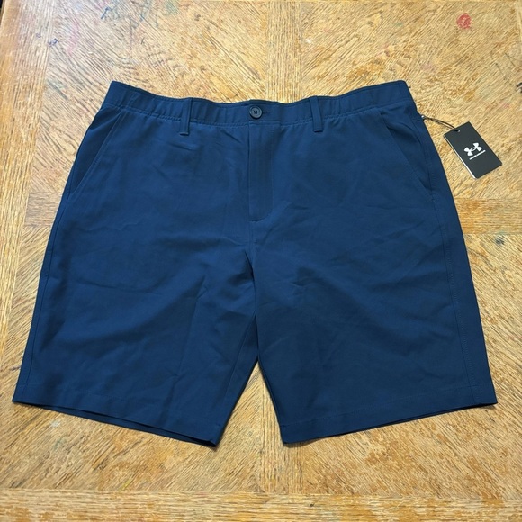 NWT Under Armour 1364409 UA Mens GOLF DRIVE Storm Navy Flat Front Shorts Sz 40 - Picture 1 of 7